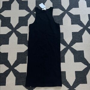 H&M Black Mini Ribbed Sleeveless Dress
